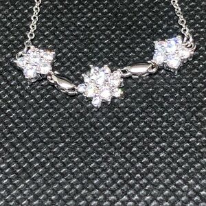 Silver Floral Cubic Zirconia Necklace - Elegant Sparkle